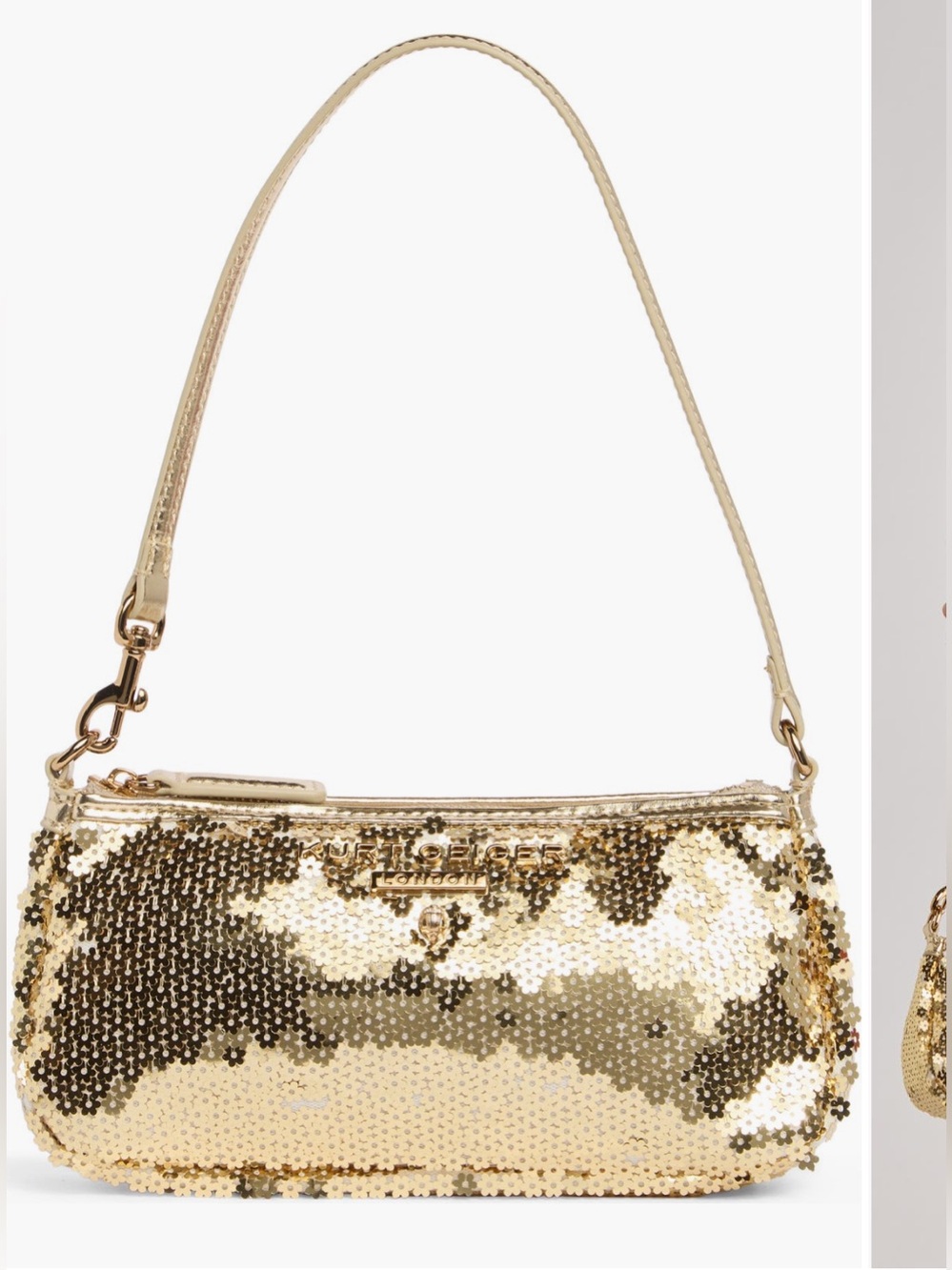 Kurt Geiger Gold Sequin Wristlet Shoulder Bag